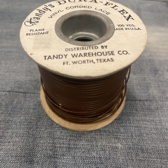 Tandy Dura-Flex‎ Vinyl Cord Lace 100 Yds. USA Fort Worth TX Brown READ - Picture 2 of 4